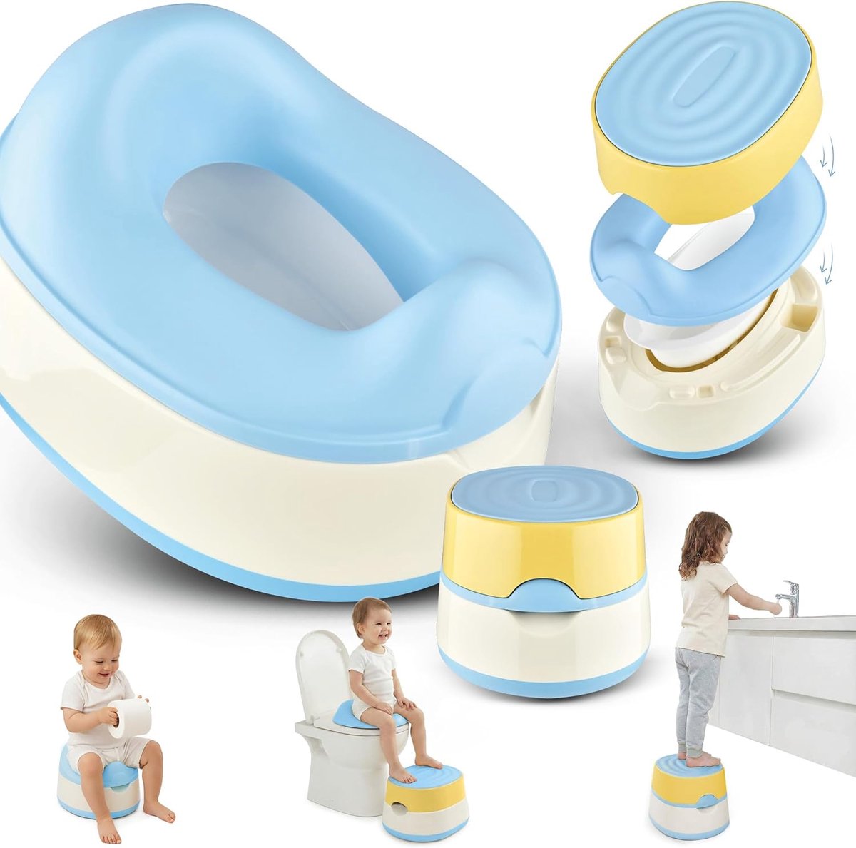 SnelShoppen - 3-in-1 Potje voor Kinderen, Toilet voor Kinderen, TÜV-getest, BPA-vrij, Kindertoilet + Toiletbril + Toiletkruk, Gemakkelijk te Reinigen,