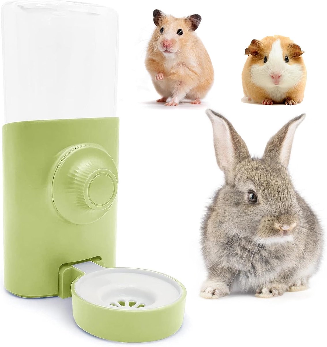 SnelShoppen - Automatische Drinkfles 600 ml voor Konijnen en Cavia's - Hangend, Kunststof, Groen, Duurzaam, Ideaal voor Huisdieren, Hamsters en Chinch