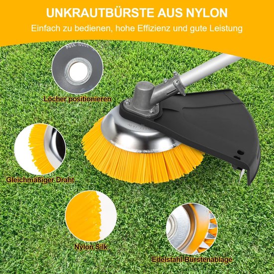 SnelShoppen - Professionele Onkruidborstel Set van 3 - Stalen Ronde Borstels 200 x 25.4 mm voor Borstelsnijder en Onkruidtrimmer - Tuinaccessoires — afbeelding 4