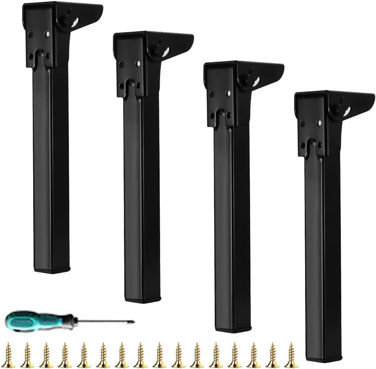 SnelShoppen - Vouwbare Tafelpoten 60 cm, 4 Stuks, Metalen Meubelpoten, Vouwbare Meubels, Perfect Voor Tafel, Bed, Sofa, Inclusief Vloerbeschermers
