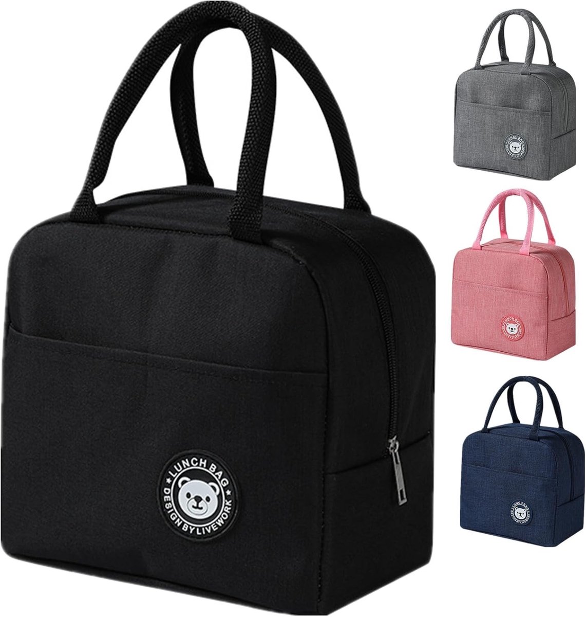 SnelShoppen - Lunch Bag - Schattige Geïsoleerde Herbruikbare Lunch Cooler Tas - Waterproof Vouwbare Lunchtas voor Vrouwen, Mannen, Kinderen, Studenten