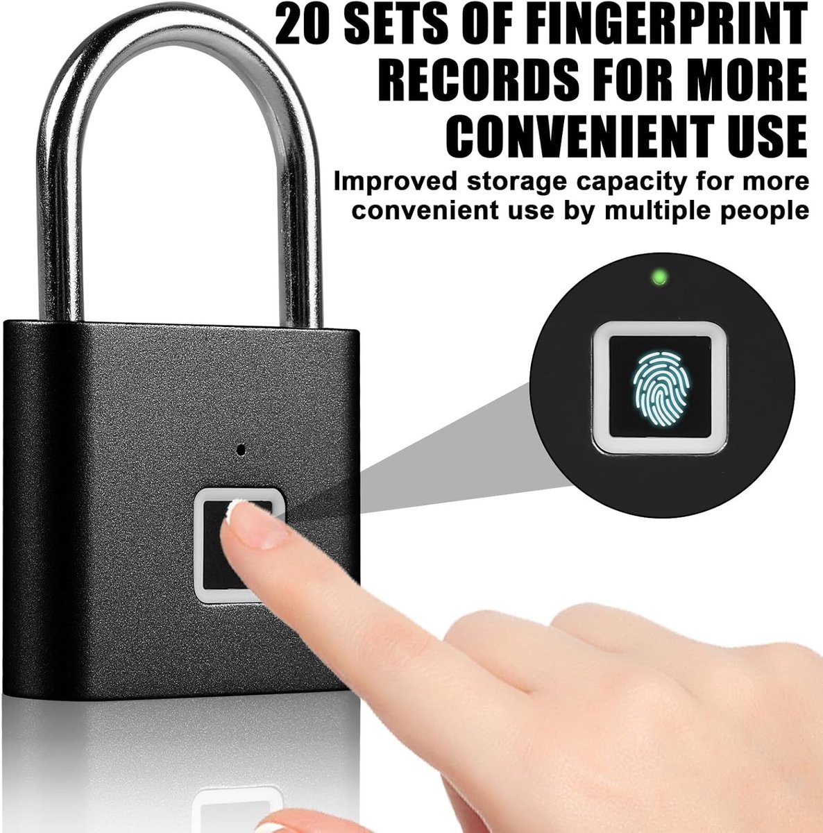 Vingerafdrukslot Smart Lock Waterdicht Vingerafdrukslot Hangslot USB-oplaadbaar Sportbagage