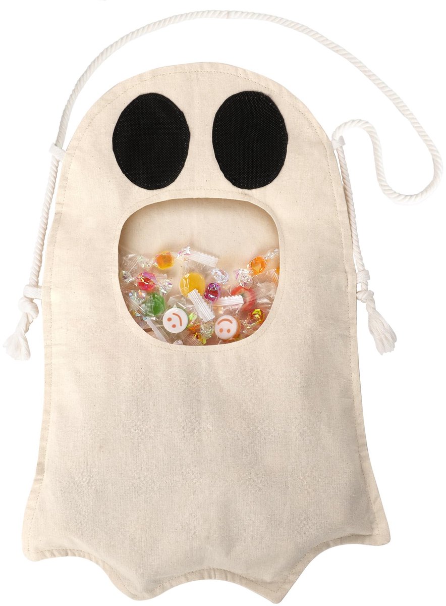 Namajunas - Halloween Uitdeelzakjes - Trick or Treat tas -Snoepzakjes - Handtas - Uitdeelzakjes Kinderfeestje - Inpakzakjes - Uitdeelzakjes Snoep - Traktatie Zakjes - Halloween Decoratie - Halloween accessoires - Schattig spookje - Wit
