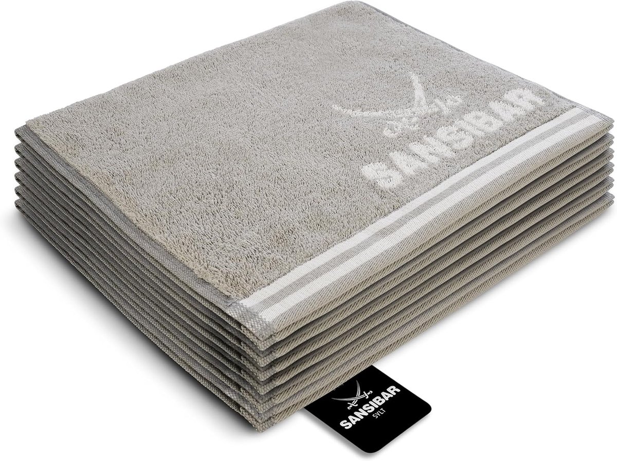 SnelShoppen - Gastendoekjes 30 x 50 cm, 6 Stuks, Dubbelzijdig, 100% Katoen, Twee-Tonig, Taupe/Sand, Absorberend en Duurzaam voor Badkamer, Keuken, Fee