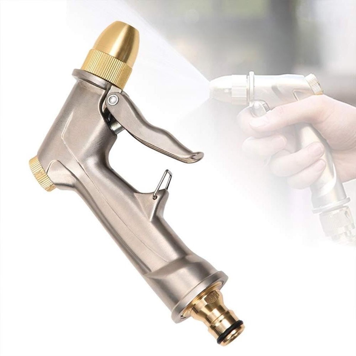 Tuinslang Sproeikop - Waterpistool Tuinieren - Reinigen en Besproeien - Roterende Verstelbare Spray - 20m - Grijs