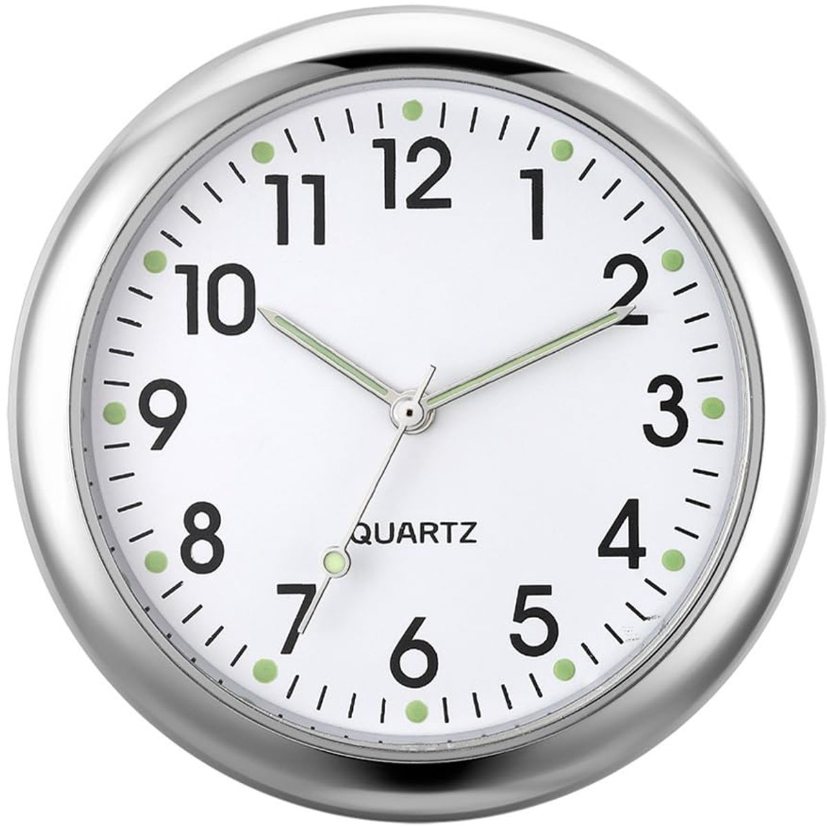 SnelShoppen - Mini Dashboard Klok Auto Klok 4cm Creatieve Nachtlampje Interieur Decoratie Kleur Zwart Hoge Kwaliteit Quartz Zelfklevend