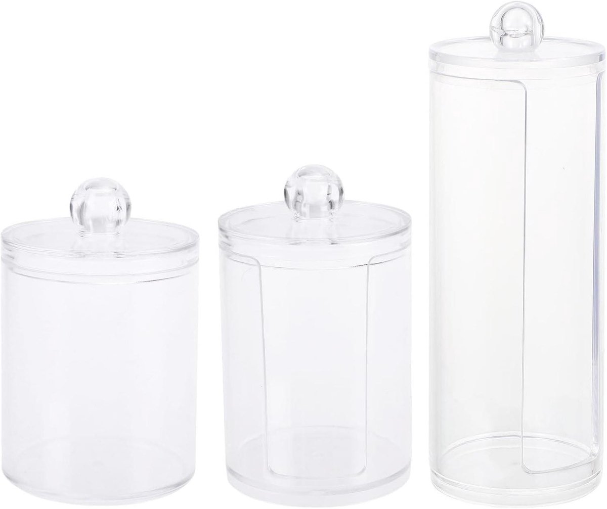 Opbergdozen Wattenstaafjes - Make-up Organizer - Badkamer Organiseren - Stofvrij Ontwerp - 3 stuks - Transparant