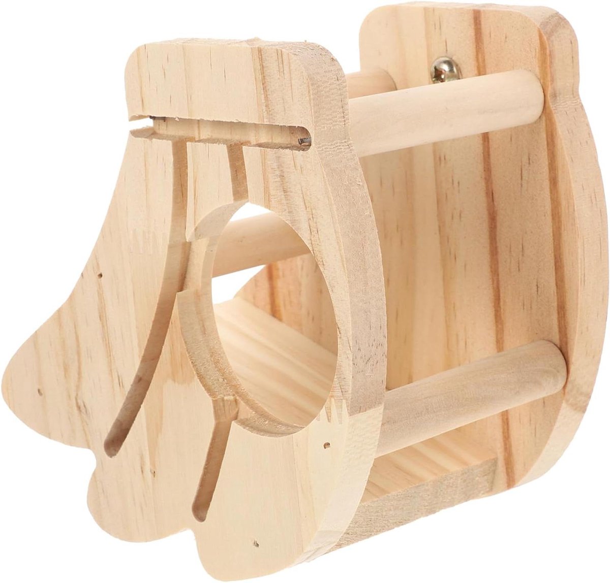Houten Voerbak - Konijnen Voerbakje - Kooi Schoonhouden - Dubbelzijdig Ontwerp - 16 x 13 x 10 cm - Houtkleur