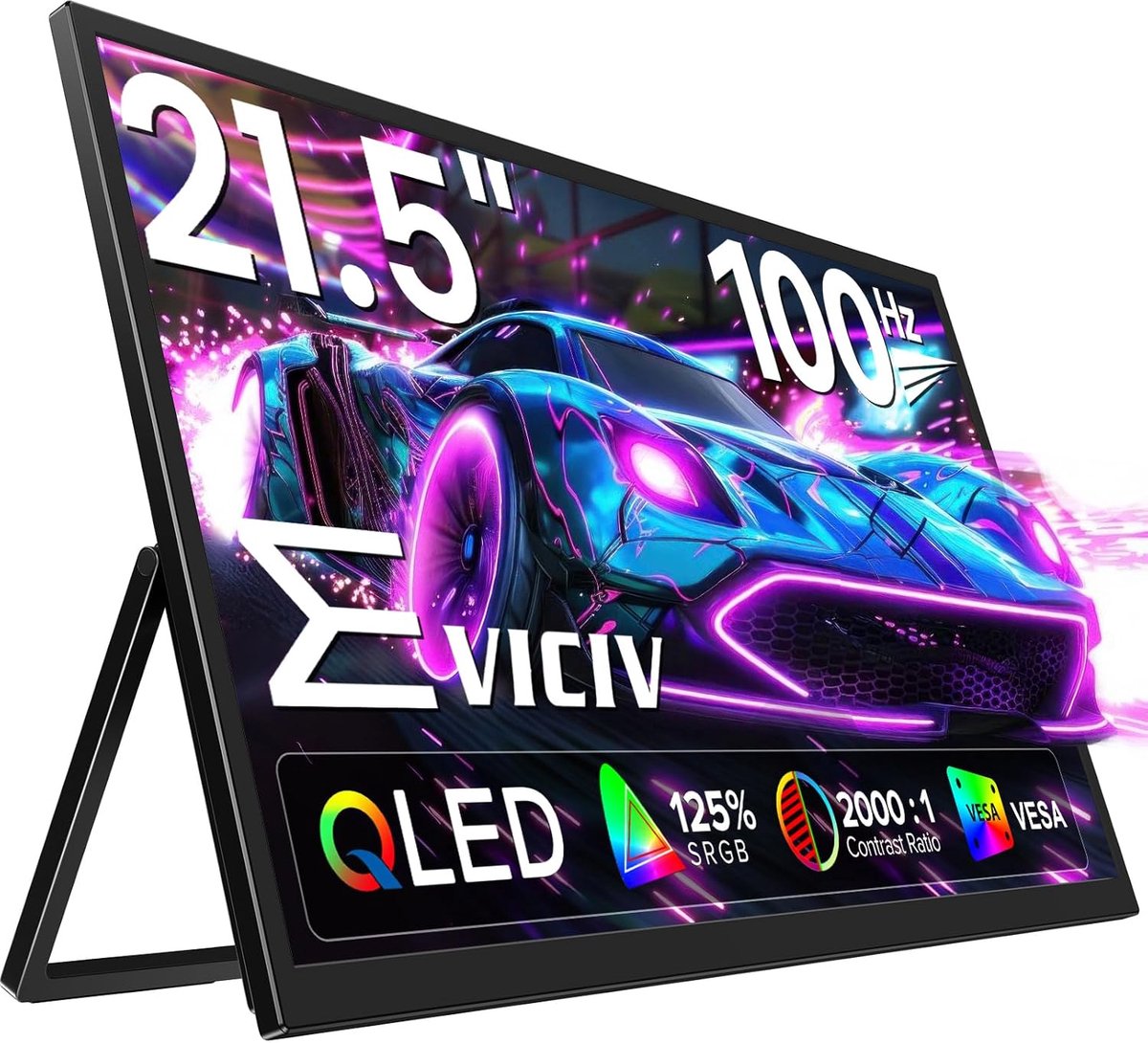 SnelShoppen - Draagbare Monitor 21,5 Inch 100Hz Full HD QLED 1080P met 125% sRGB Oogbescherming en Verstelbare Standaard voor Laptop, PC, Telefoon - H