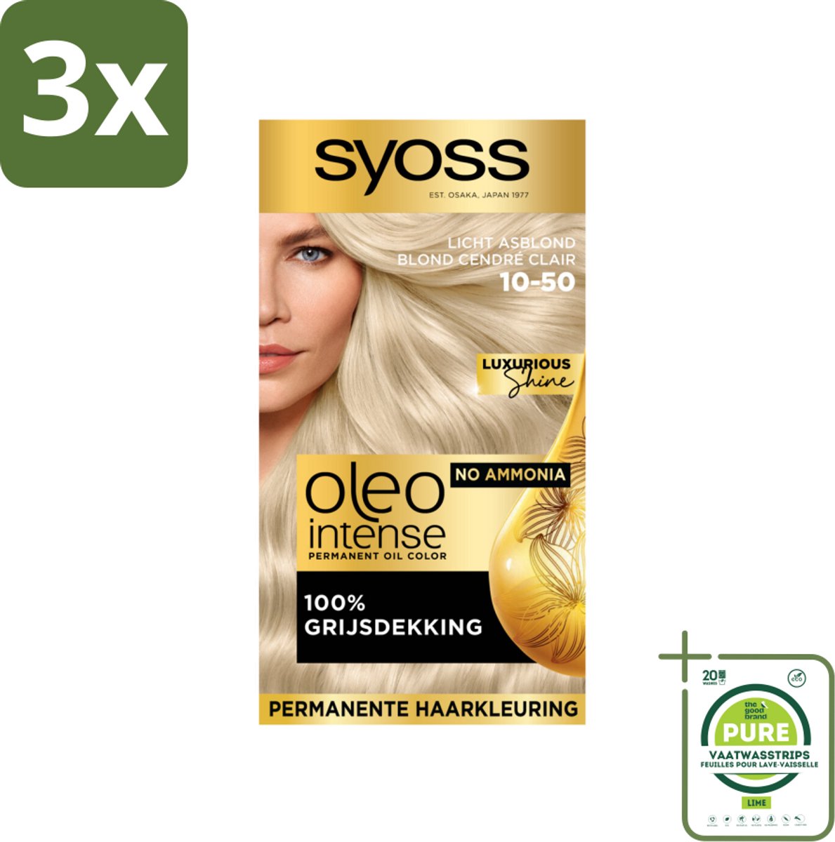 Syoss Oleo Intense - Haarverf - 10-50 - Licht Asblond - 115ml x 3
