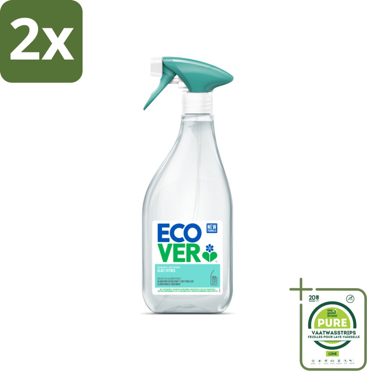 Ecover - Glasreiniger Spray - 500 ml - Voordeelverpakking - 2 stuks - Glasreiniger - Ramen schoonmaken