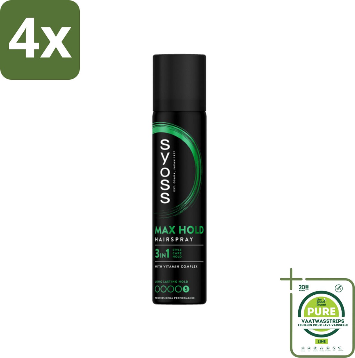 Syoss - Max Hold - Haarspray - Compacte Fixatie - 75 ml - Voordeelverpakking - 4 stuks - Haarspray - Fixatie