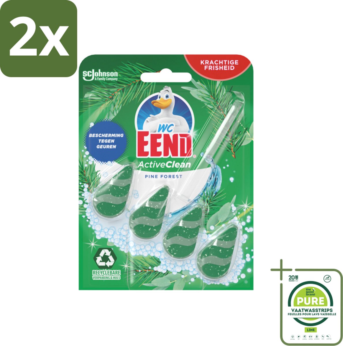 WC Eend - Active Clean Pine Forest - Toiletblok - 1 Toiletblok - Voordeelverpakking - 2 stuks - Toiletblok - Toilet schoonmaak