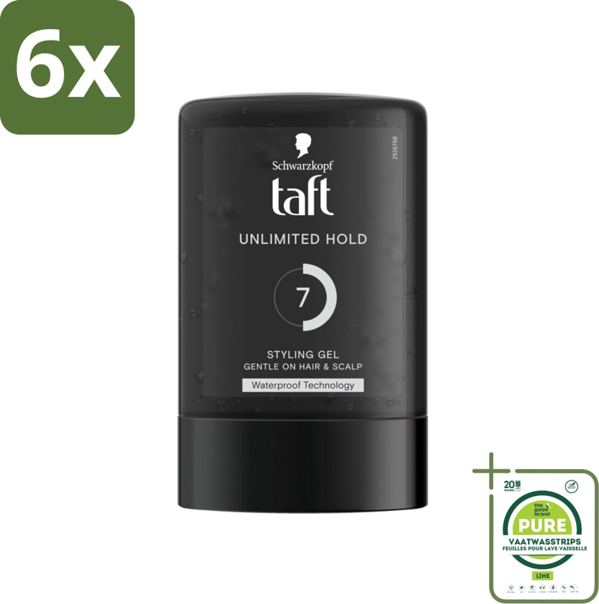 Taft - Unlimited Hold 7 - Styling Gel - Onbegrensde hold - 300 ml - Voordeelverpakking - 6 stuks - Haargel - Taft