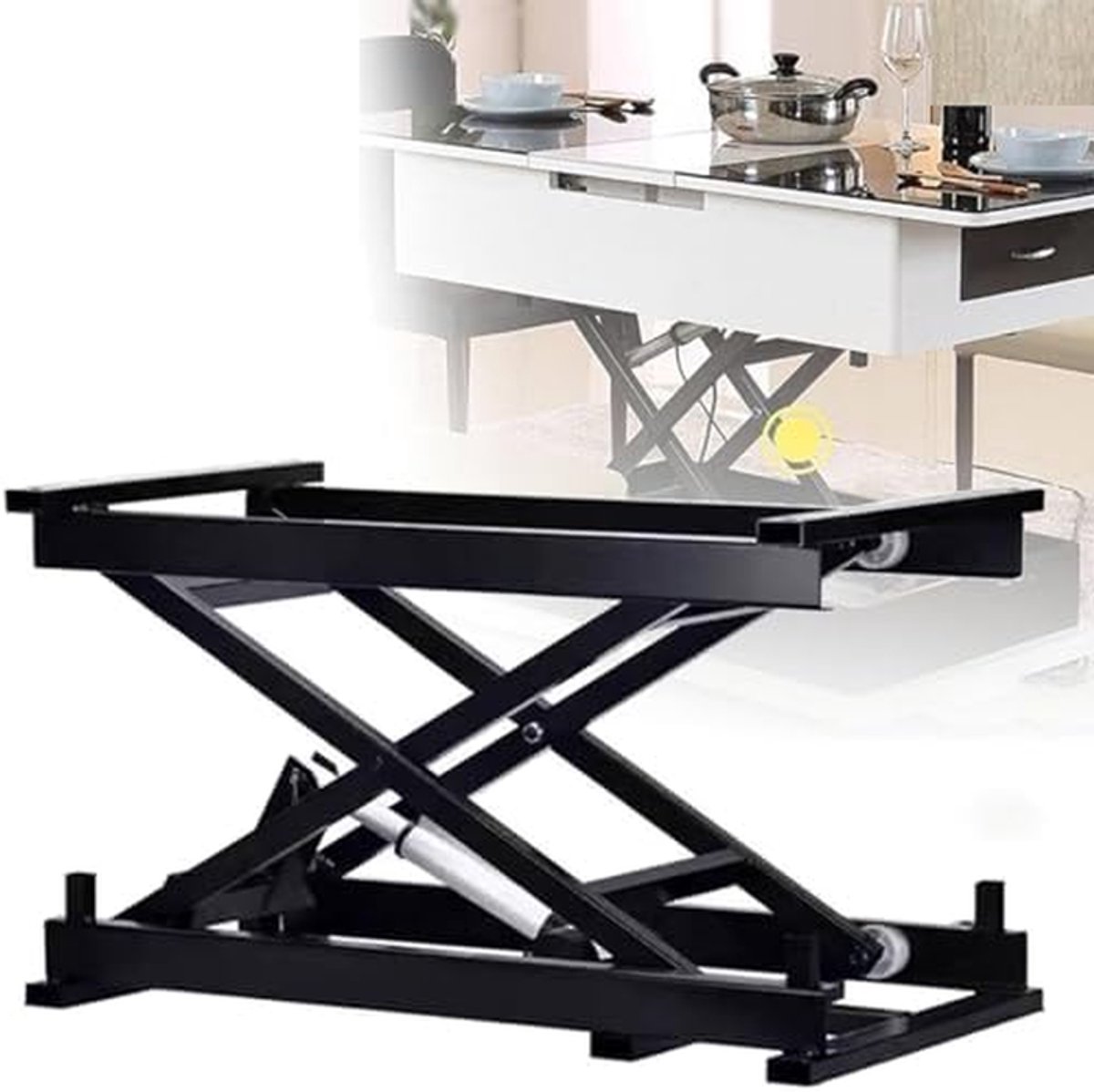 Elektrische Schaarlift Tafel - Hydraulische Hefplatform - Materiaal Hanteren - Draadloze Afstandsbediening - 150 kg draagvermogen - Zwart