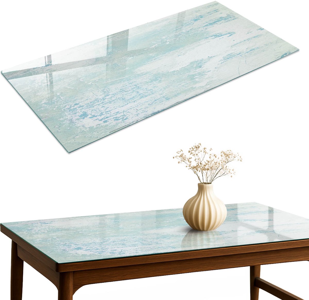 ArtPrintCave Schilderachtige textuur Glazen Tafelblad 120x60 cm - Tafelblad Rechthoek - Blauw Glazen Eettafel - Achtergronden en patronen Keukentafel