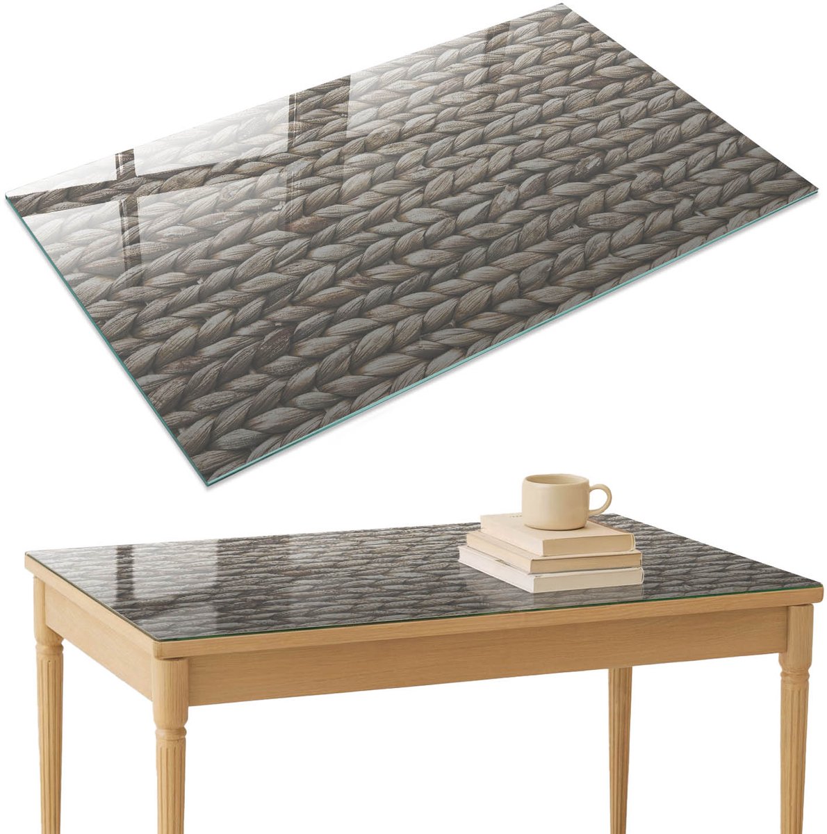 ArtPrintCave Rustieke textuur Glazen Tafelblad 120x80 cm - Tafelblad Rechthoek - Grijs Glazen Eettafel - Texturen Keukentafel