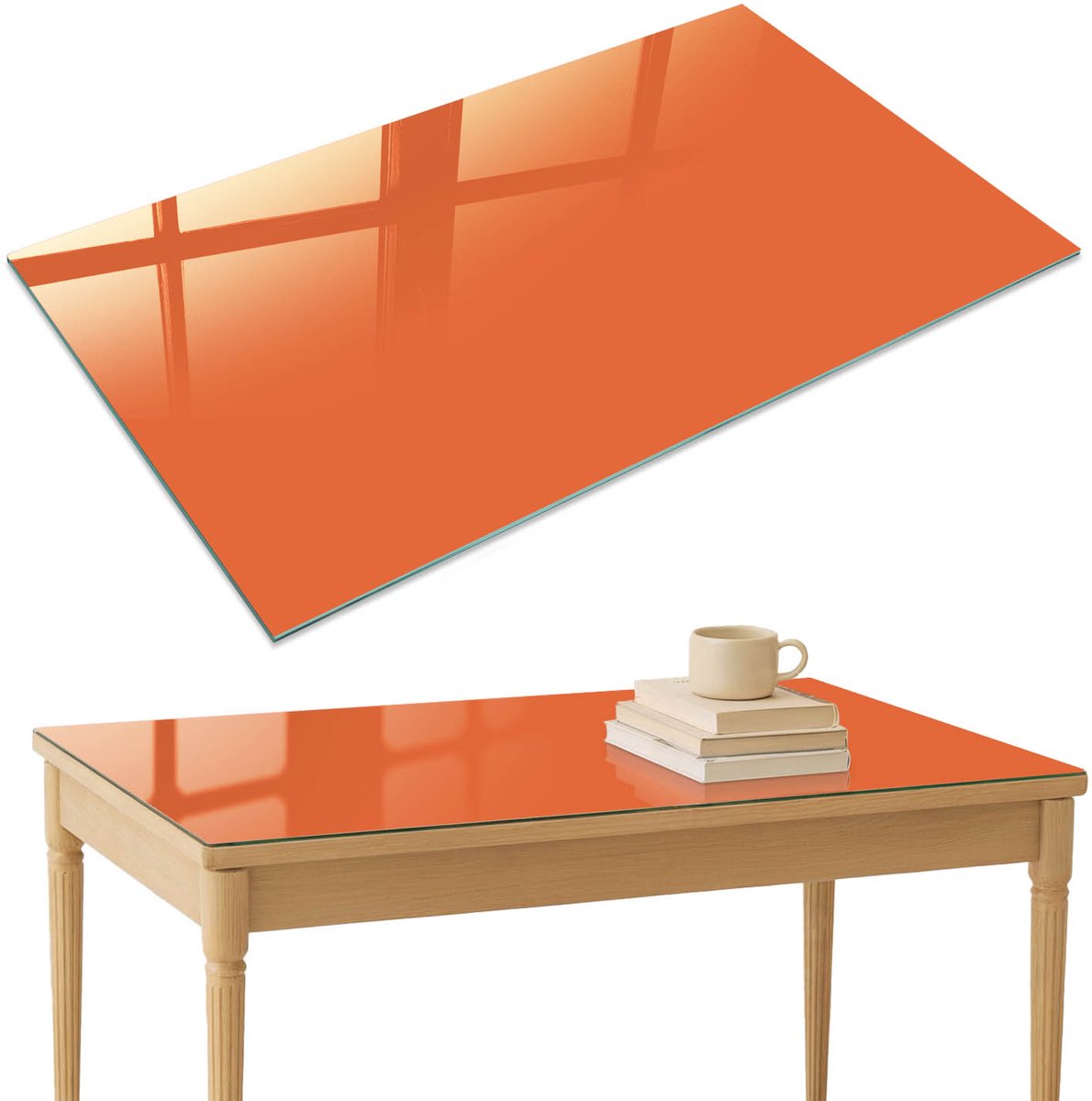ArtPrintCave Sterk oranje Glazen Tafelblad 120x80 cm - Tafelblad Rechthoek - Oranje Bureaublad - Achtergronden en patronen Glasplaat