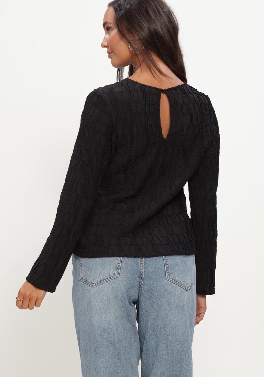 Object Objevie L/s Re Top Noos Tops & T-shirts Dames - Shirt - Zwart - Maat XL