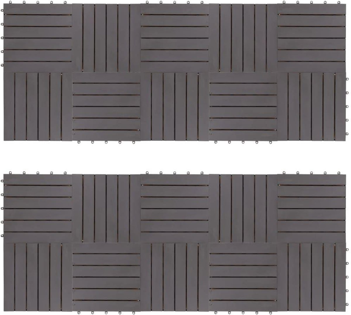 Terrastegels Hout - Houten Vloertegels - Tuin Decoratie - Massief Acacia Hout - 30x30cm 20 Stuks - Grijs Wash