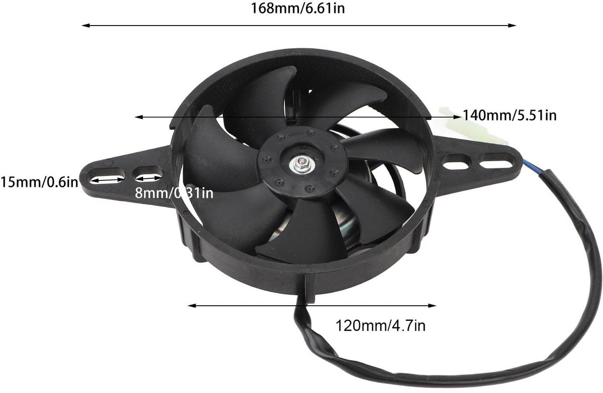 SnelShoppen - 12V Motorradiator Koelventilator - Kunststof Slanke Elektrische Ventilator voor ATV, Quad, Go Kart, Motor - Push Pull Koeling voor Water