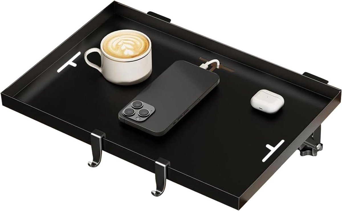 Nachtkastje Bed - Bedtafel Plateau - Ruimte Besparen - Opvouwbaar Ontwerp - 32x23.5x2cm - Zwart
