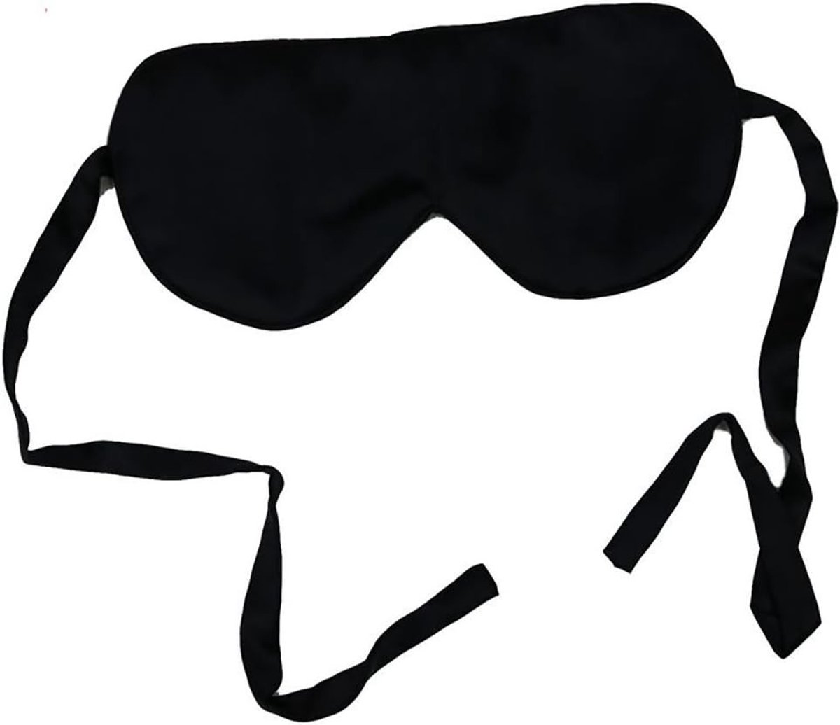 Zijde slaapmasker voor diepe ontspanning, verstelbaar en zacht, ideaal voor een goede nachtrust, zwart, één maat