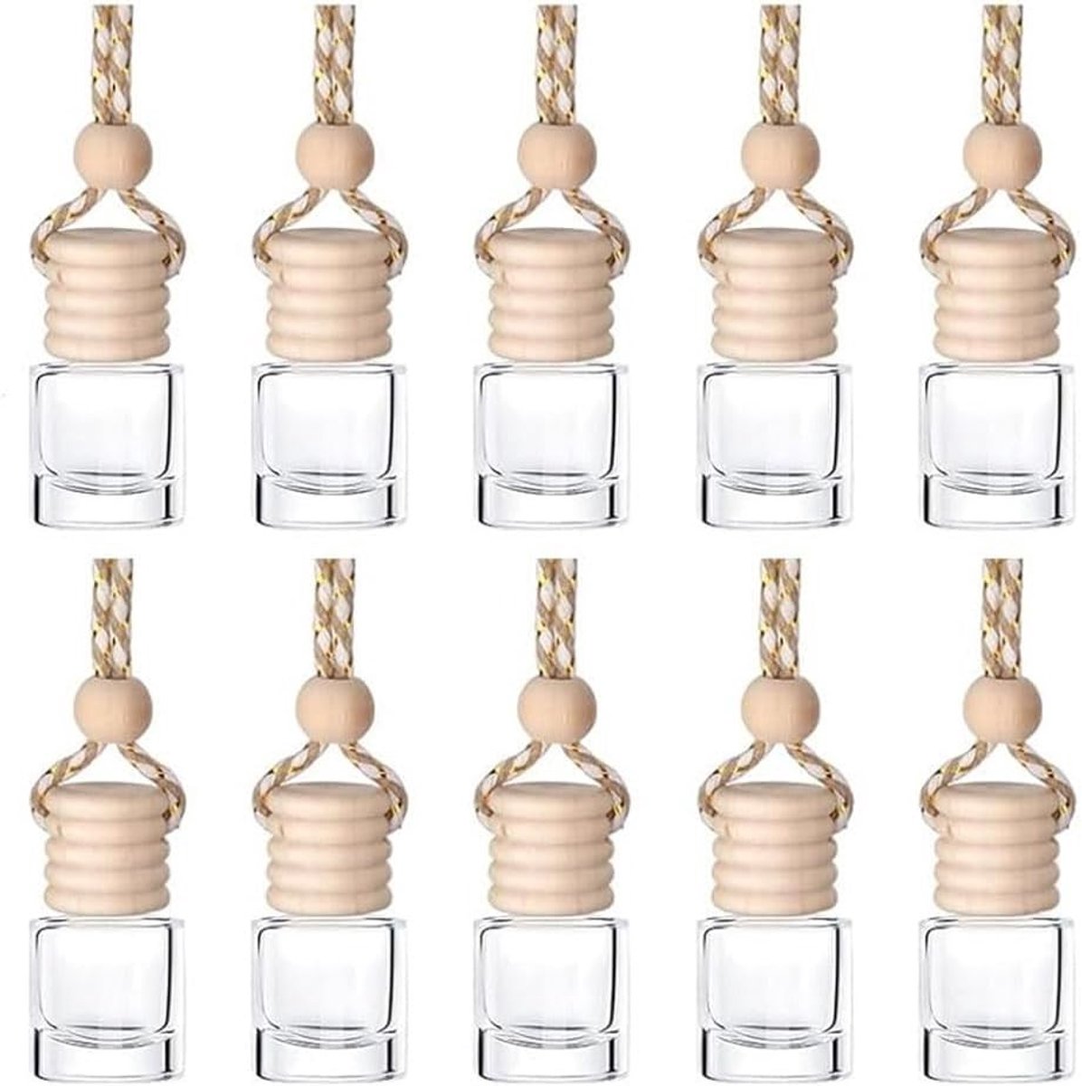 Set van 8 Lege Navulbare Luchtverfrissers voor Auto met 10ml Fles en Aromatherapie Diffuser Pendant voor Auto Decoratie en Geurverspreiding