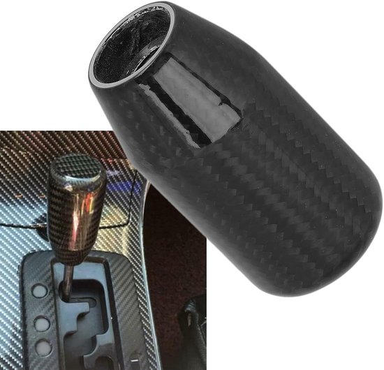 Versnellingspook - Schakelknop - Auto Interieur - Koolstofvezel Stijl - 9x4 cm - Zwart — afbeelding 4