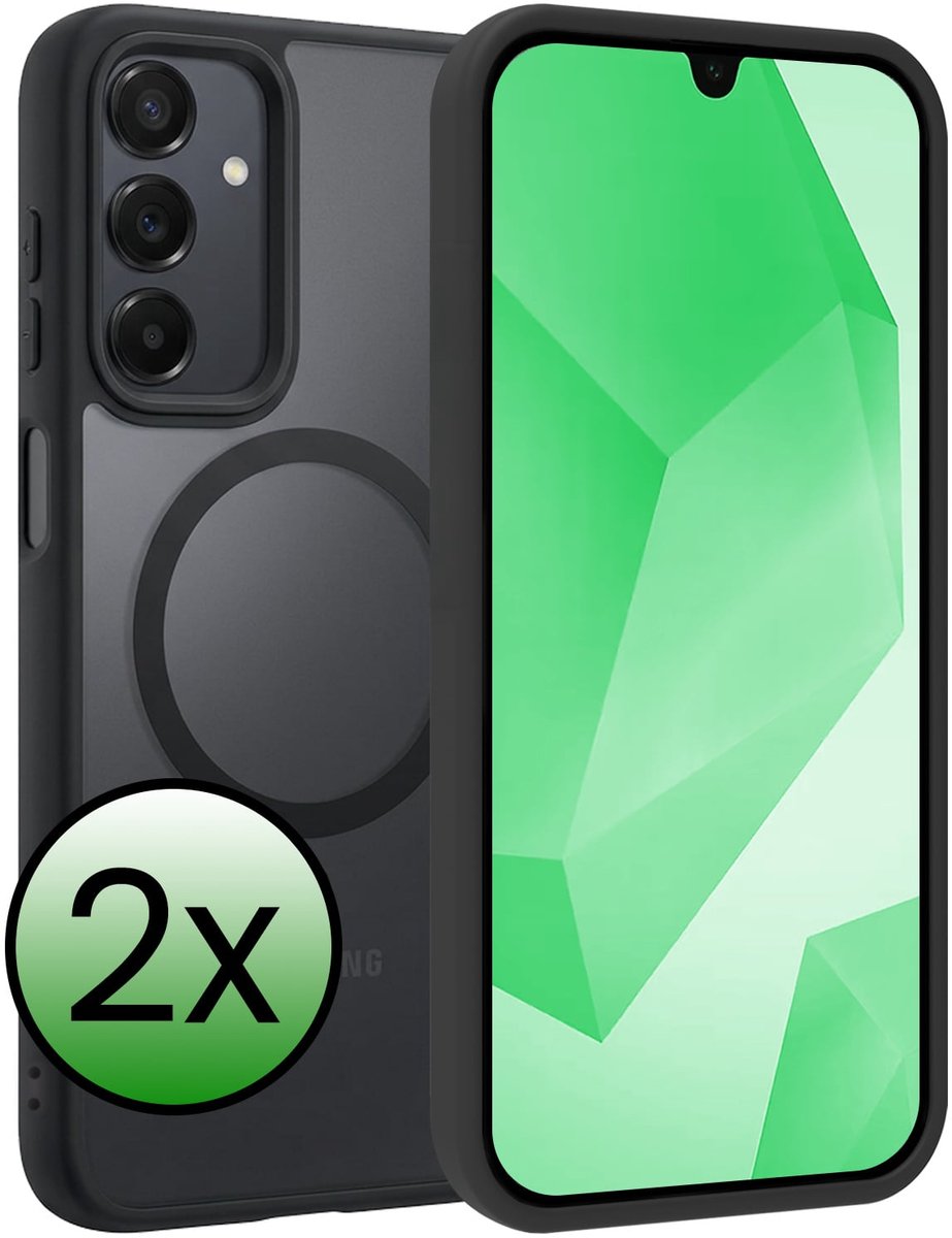 Hoesje 2 Stuks - Geschikt voor Samsung Galaxy A16 - Magsafe Compatible - Sterk & Shockproof - Back Cover - Shock Proof Case - Telefoon Hoes - Zwart