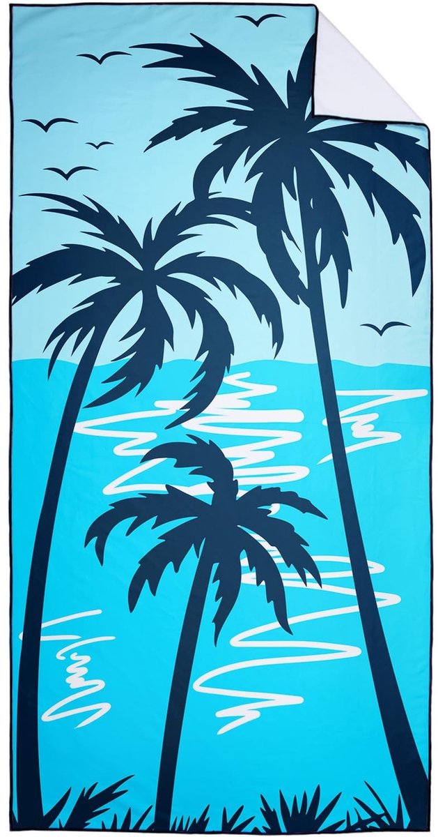Omgoods - Grote Microvezel Strandhanddoek 90 x 180 cm met Palmbomen Motief