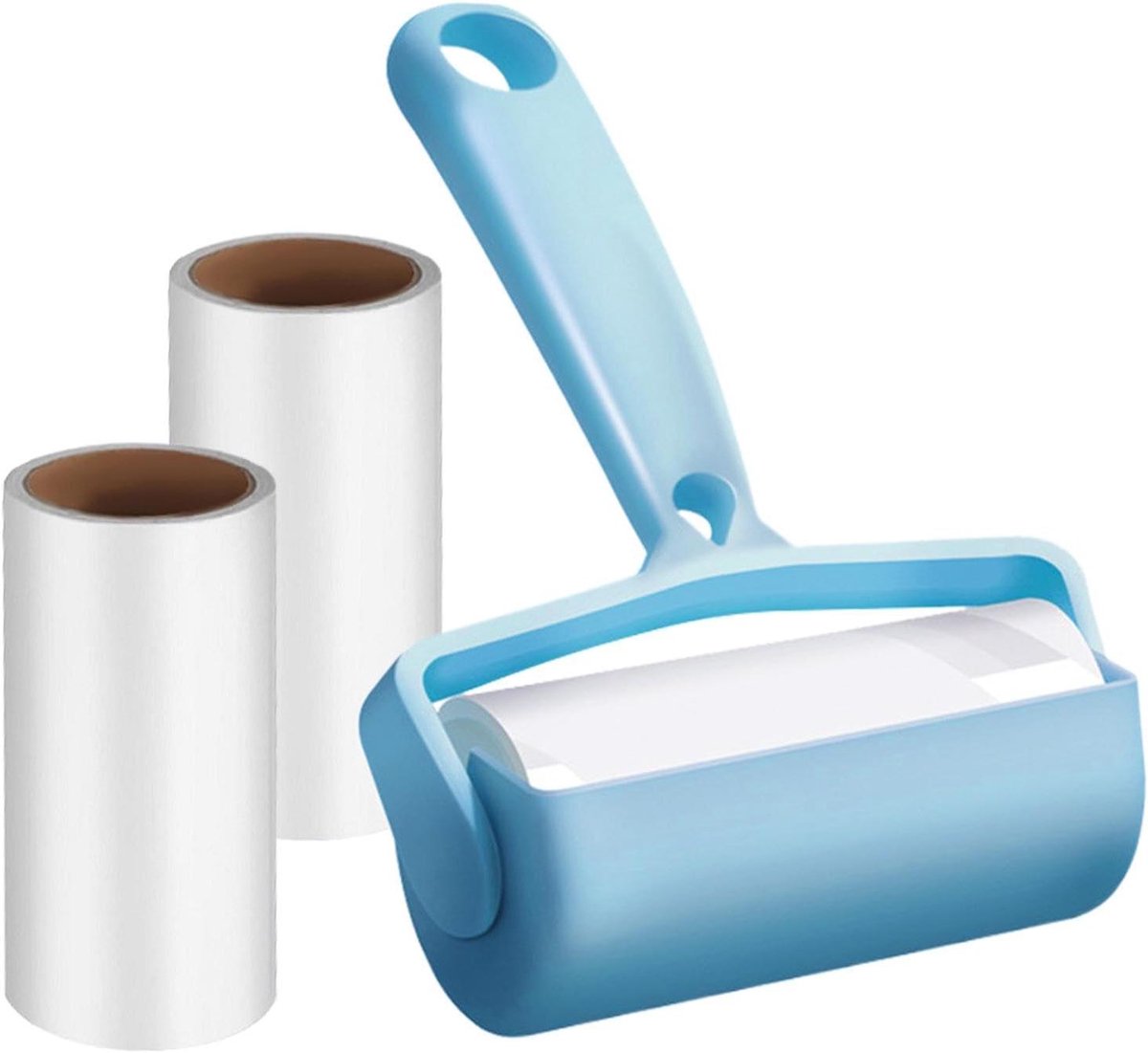 Pluisroller Dierenhaar - Plakroller Kleding - Kleding Reinigen - Herbruikbaar Ontwerp - 19.5 cm Handvat - Blauw