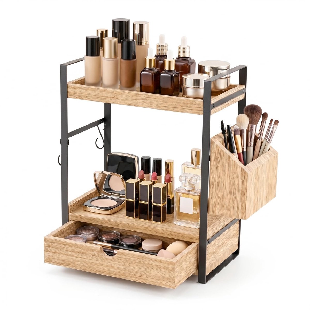 Omgoods - Multifunctionele Badkamerorganizer met 2 Niveaus en Haken