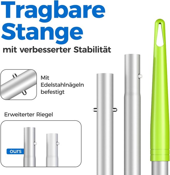 Skimmer Zwembad-schepnet voor zwembad, fijnmazig met staaf, 1,14 m lange aluminium stang, diep schepnet met 4 stangen, voor zwembad, spa, vijvers, whirlpools - groen — afbeelding 2