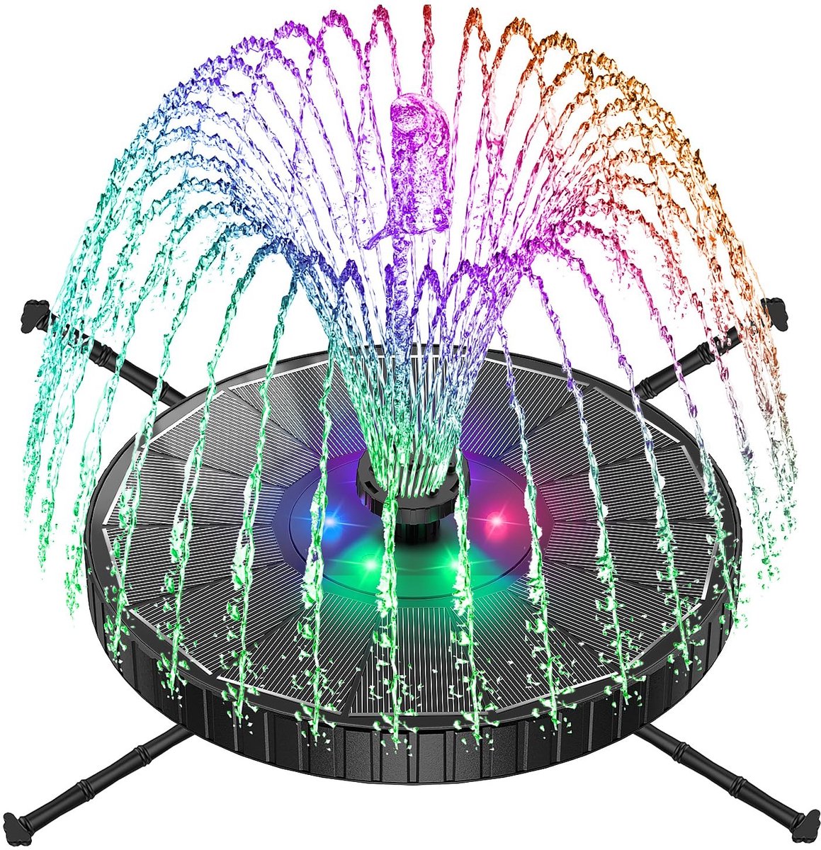 Omgoods - Kleurvolle LED Solar Fountain - 3.5W Waterpomp met 2000 mAh Accu
