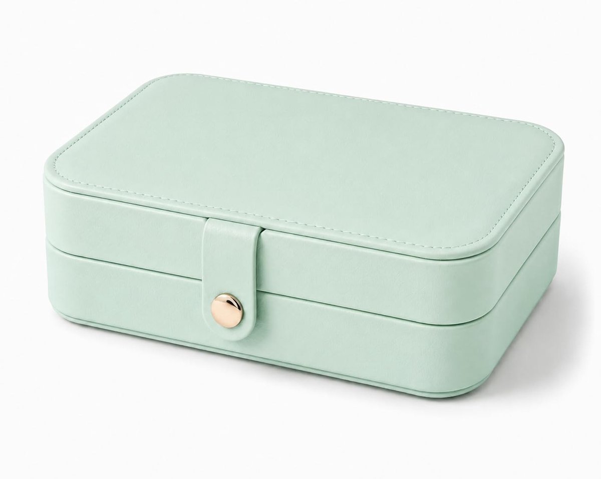 Omgoods - Luxe Velvet en PU Sieradenbox - Multi-Compartment Organizer voor Ringen en Kettingen (Groen, 16x11x5)