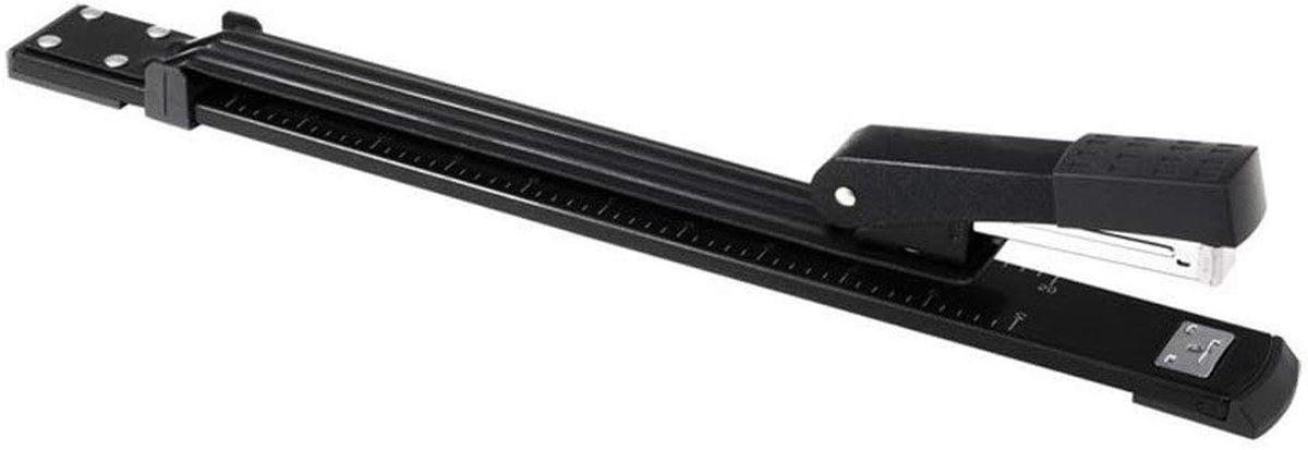 Nietmachine Lange Arm - Bureaunietmachine Mini - Papier Nieten - Robuuste Metalen Behuizing - 300 mm Keeldiepte - Zwart