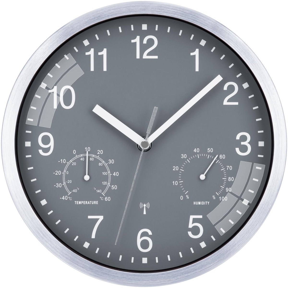 Omgoods - 25 cm Wandklok Draadloos met Thermometer en Hygrometer