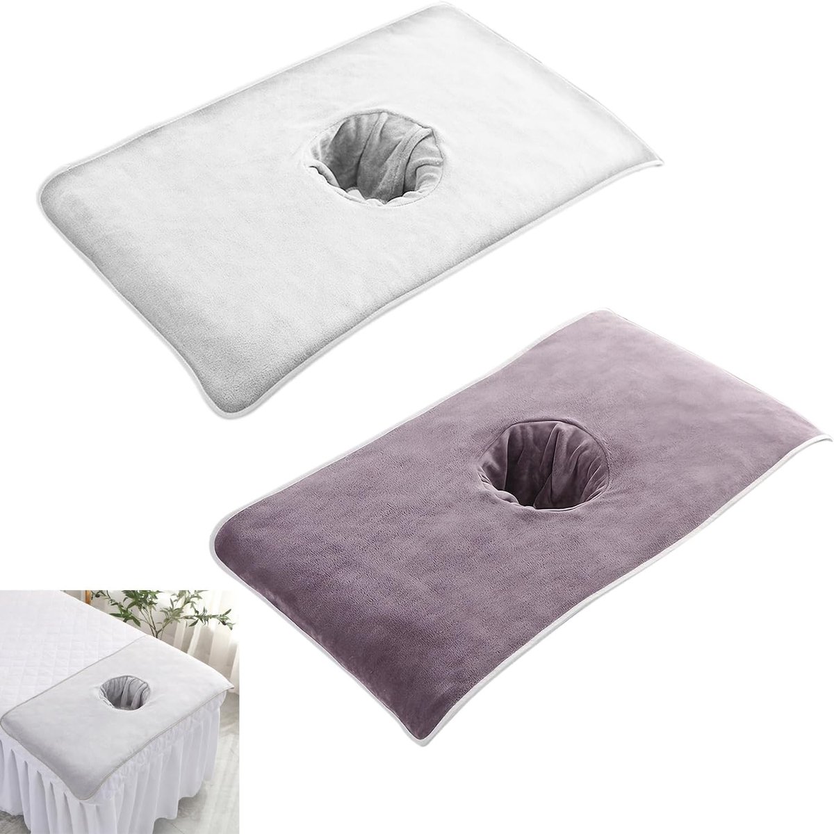 2 stuks massagestoellakens met gezichtsgat, comfortabele en zachte massagetafelkleden, gezichtsdoeken geschikt voor spa, schoonheidssalons, voetmassage, sauna