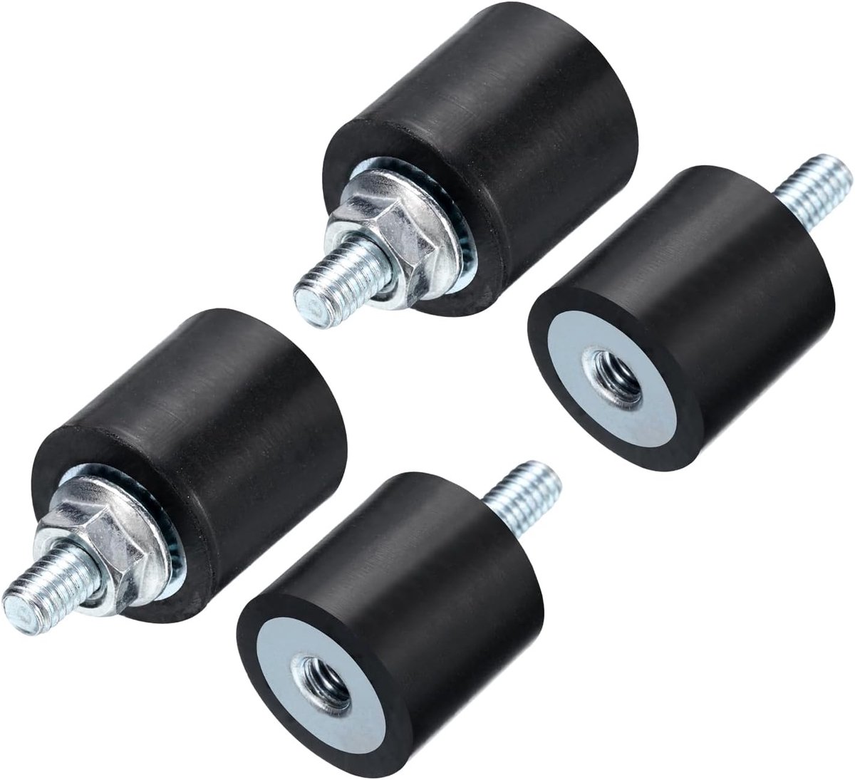 4 stuks M4 x 10 mm rubberen isolatiehouders met schroeven 15 x 15 mm mannelijk vrouwelijk schokdemper trillingen verzinkt montage cilindrische schroefdraad anti-vibratie met 4 stuks M4