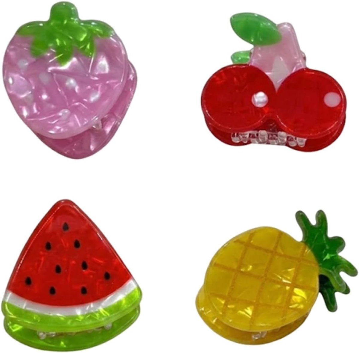CLIPSTAR 4 stuks meisjes haarspelden met vruchten, kleurrijke haarspelden voor baby's en meisjes, schattige haarspelden als vulling adventskalender