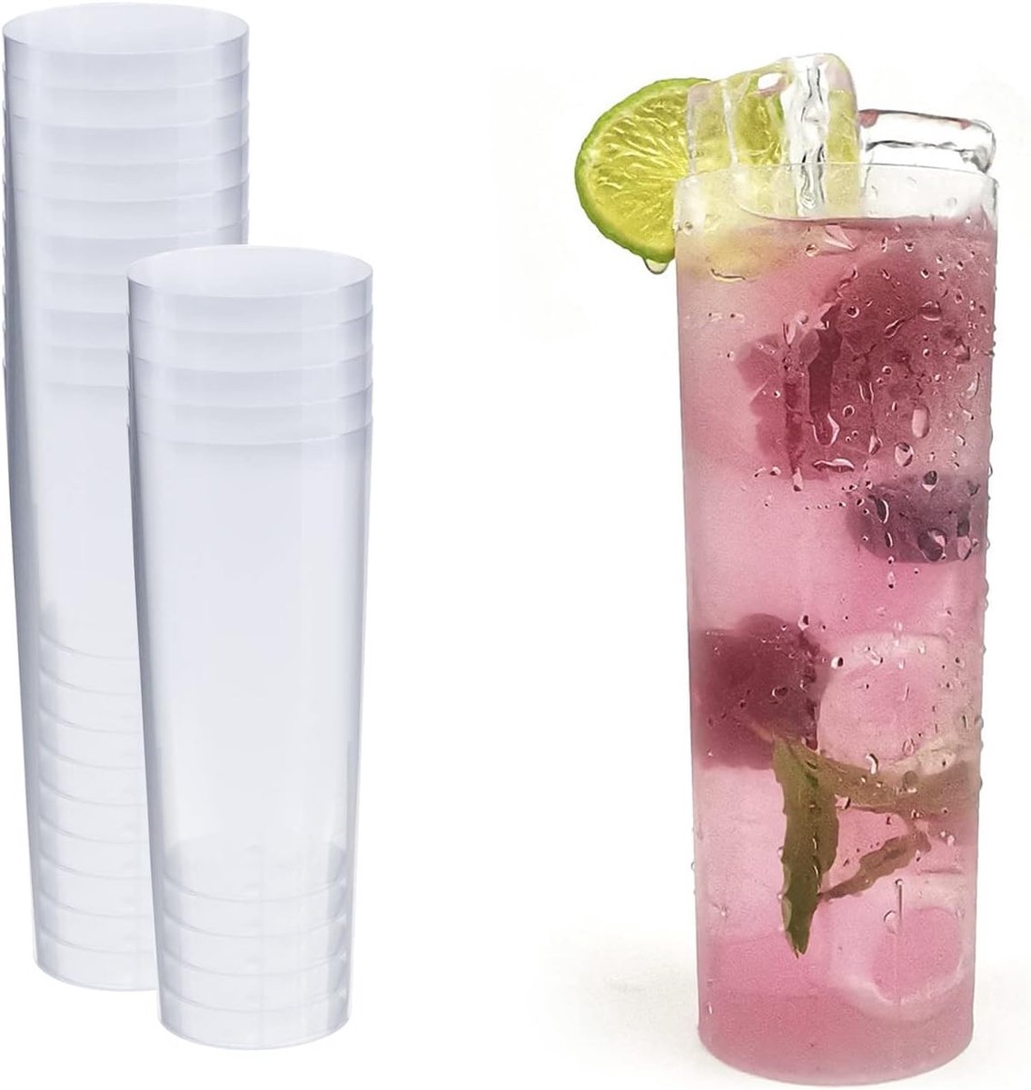 Longdrinkglazen, 300 ml, plastic bekers van plastic, meervoudig bruikbaar, onbreekbare drinkbekers, Made in Germany