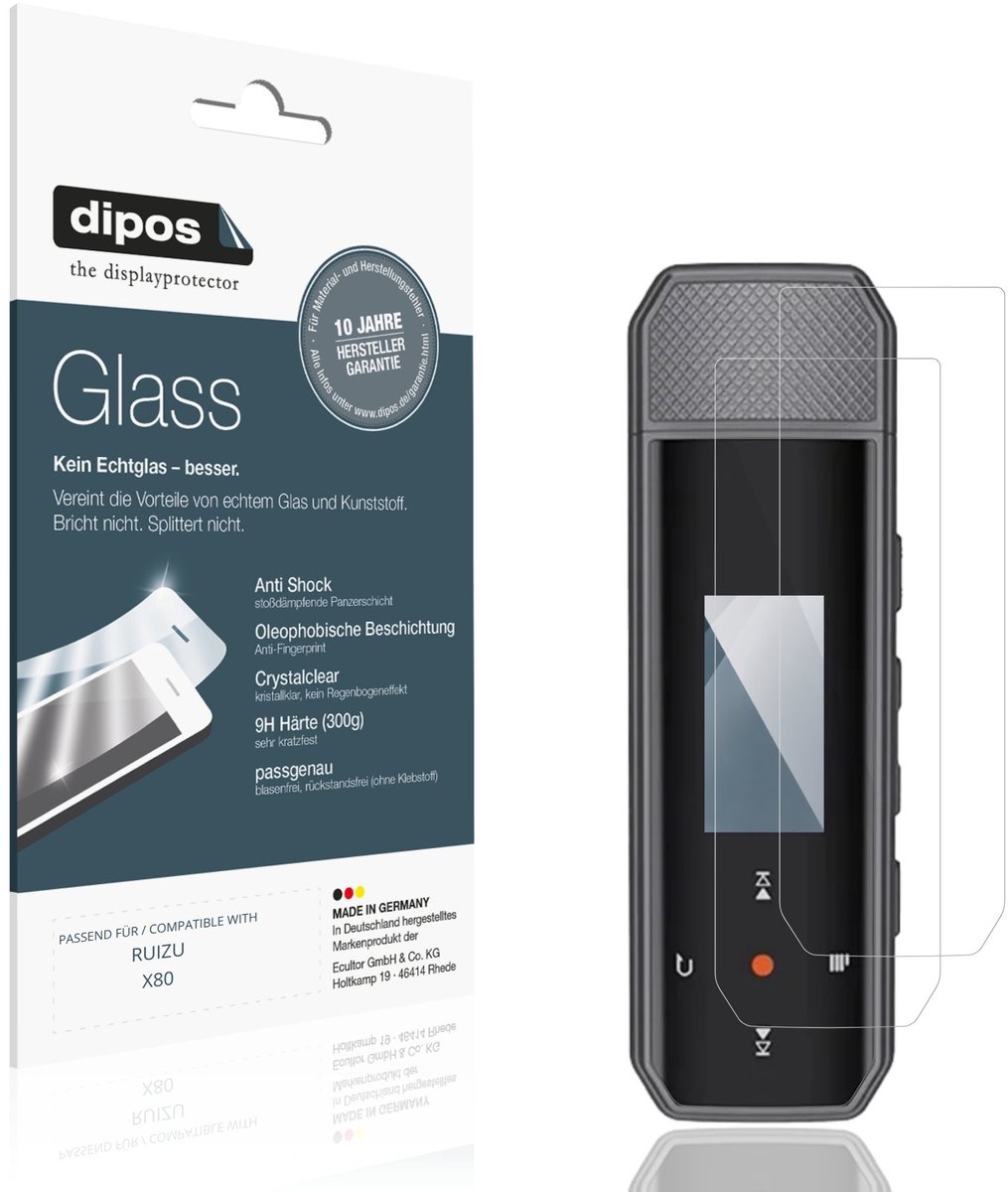 dipos – 2x Pantserfolie geschikt voor RUIZU X80 | 9H Screenprotector