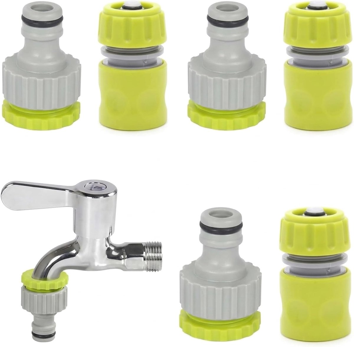6 stuks Gardena kraanverbinders, tuinslangkoppeling, tuinkraanaansluiting 1/2 inch naar 3/4 inch tuinkraanverbinder, Gardena kraanadapter, tuinkoppeling voor irrigatie