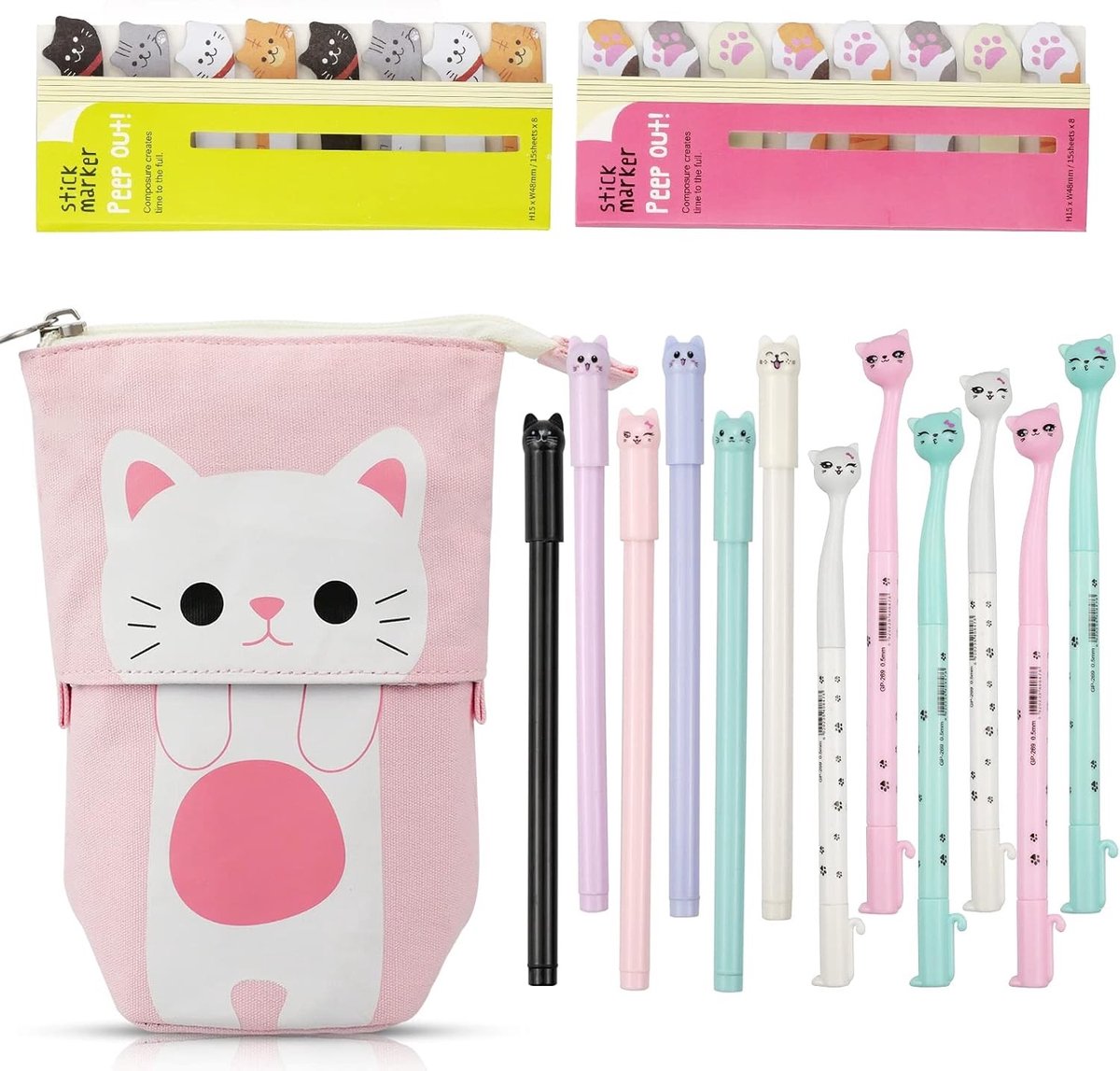 Kawaii katten etui met schattige katten design voor studenten en kantoorbenodigdheden.