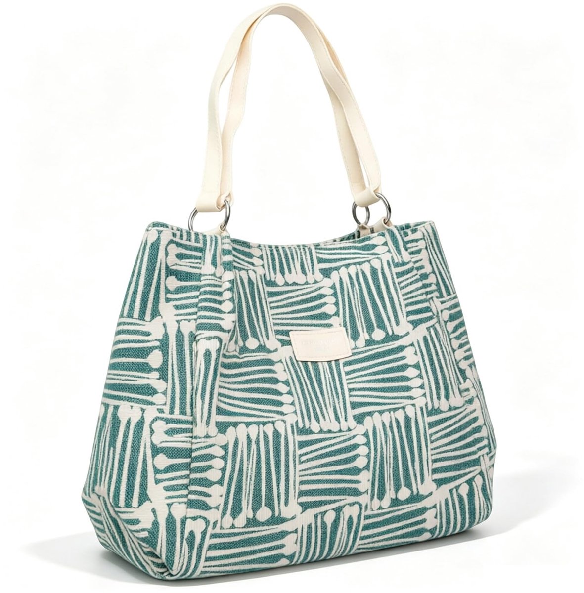 Omgoods - Groene Canvas Tas voor Dames - Draagbare Boodschappentas met Rits, Perfect voor Winkelen en Vakantie