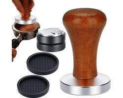 Omgoods - Koffietamper voor Barista - 51 mm, Roestvrij Staal met Houten Handvat
