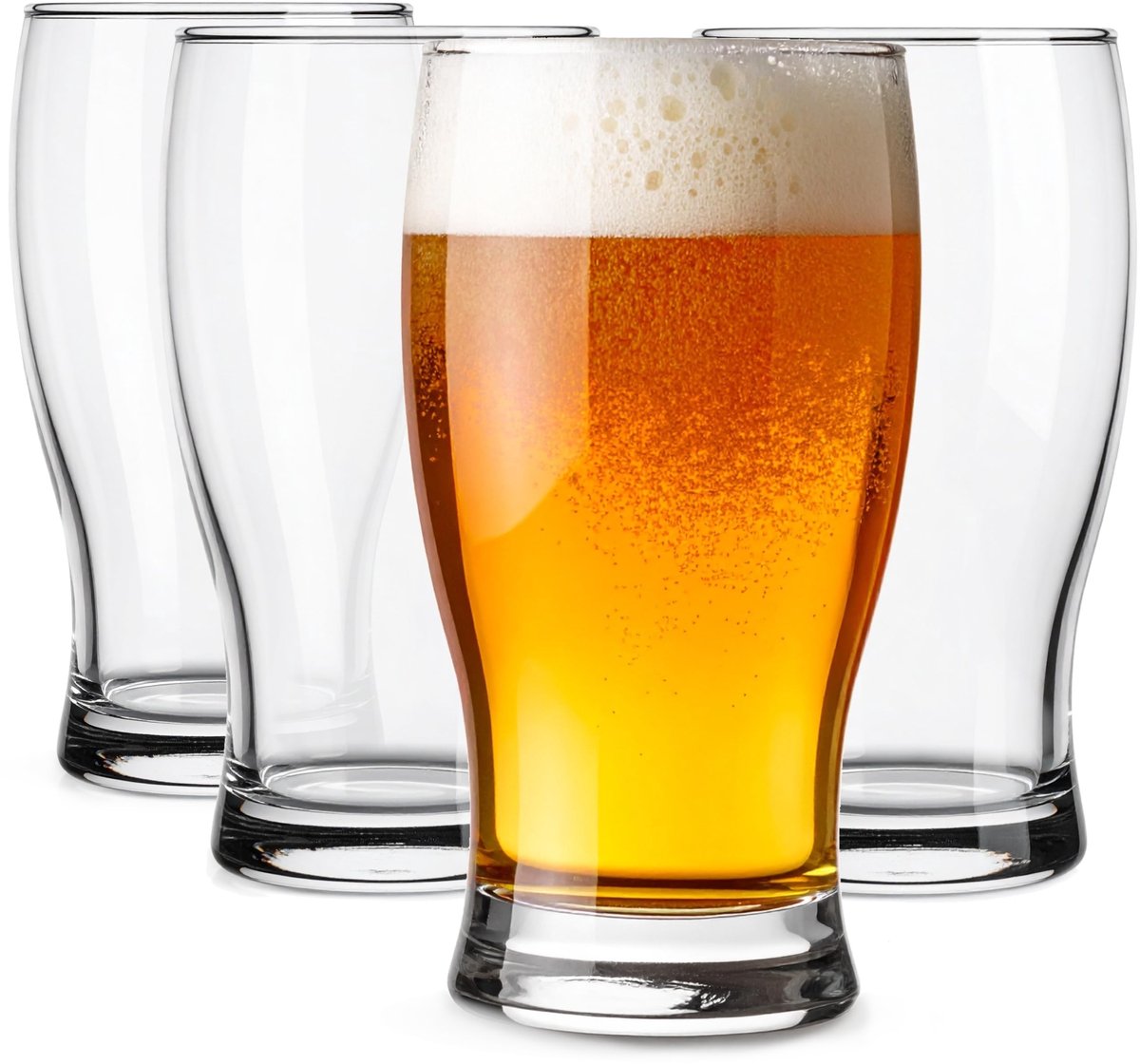Omgoods - Set van 4 Bierglazen 330ml - Klassieke Glazen voor Lager en Bier - Vaatwasmachinebestendig
