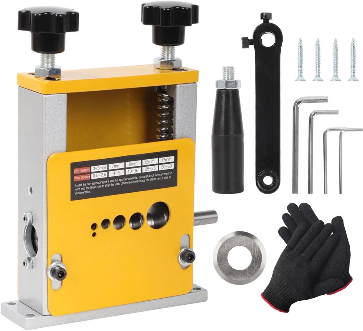 draadstripmachine met 1 reservemes en zwarte handschoenen, elektrisch stripgereedschap voor koper/aluminium draden