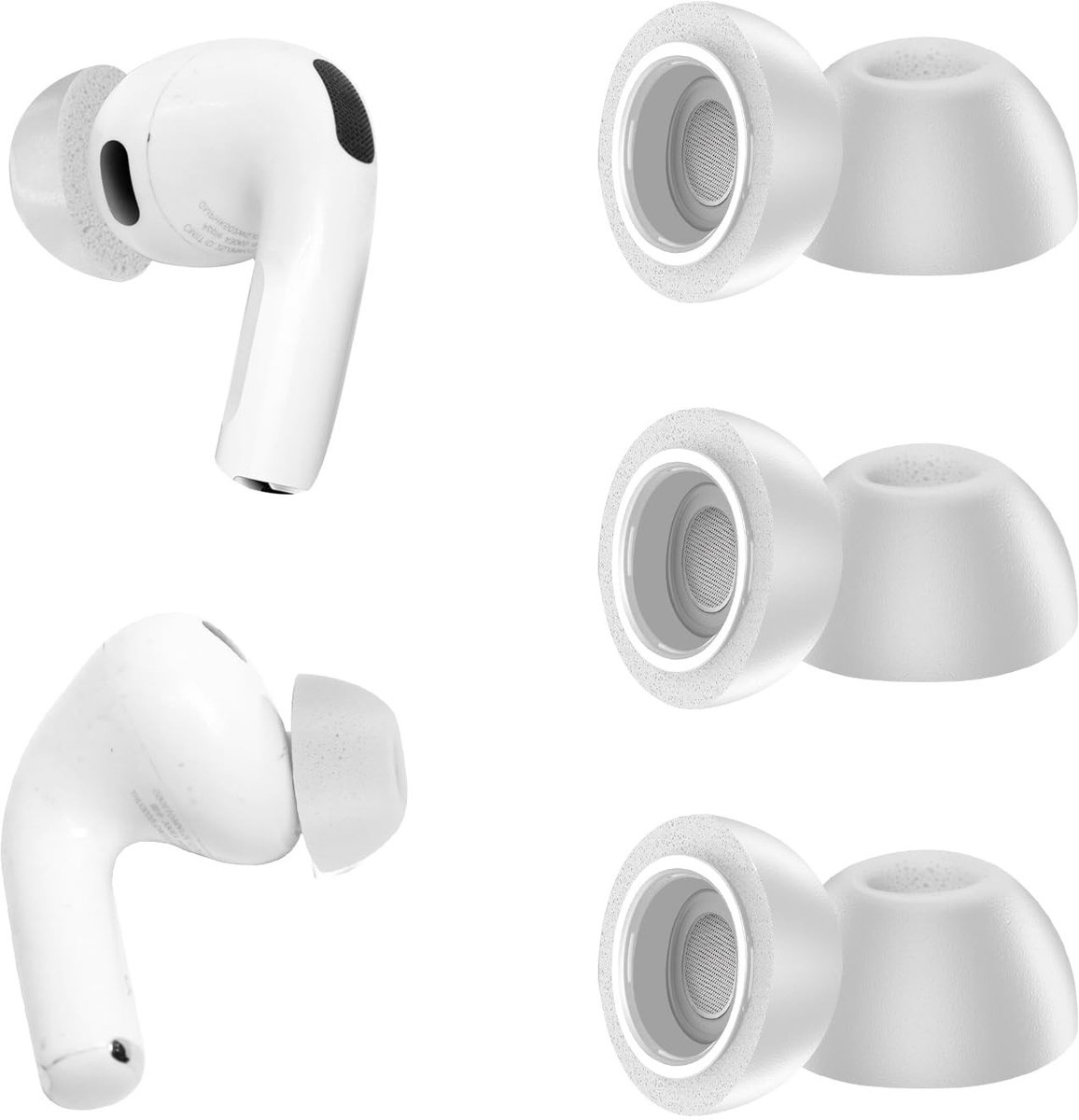 Omgoods - Vervangende Oordopjes voor AirPods Pro 3 - Zachte Geheugen Schuim in 3 Maten (Grijs)